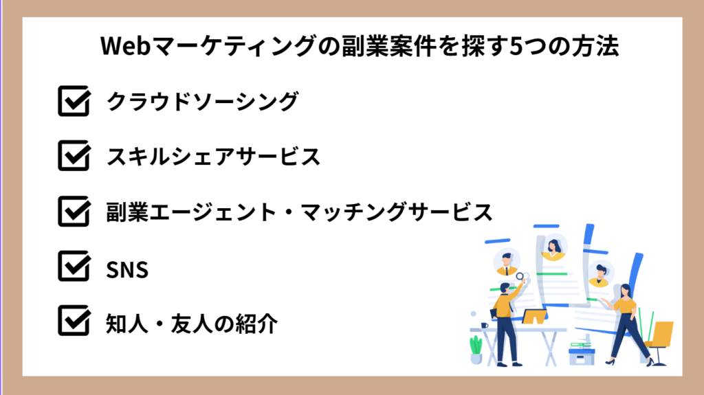 Webマーケティングの副業案件を探す5つの方法