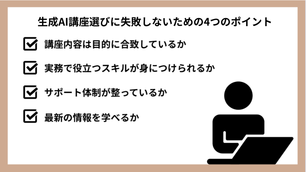 生成AI講座選びに失敗しないための4つのポイント